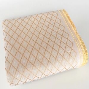 NOBILIS Luxury Tapestry Fabric 4 Yards 55" Wide Diamond Lattice Gold Cream Woven